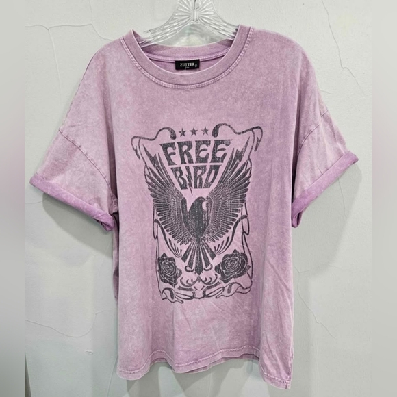 Free Bird Graphic Tee - Purple - Picture 3 of 5